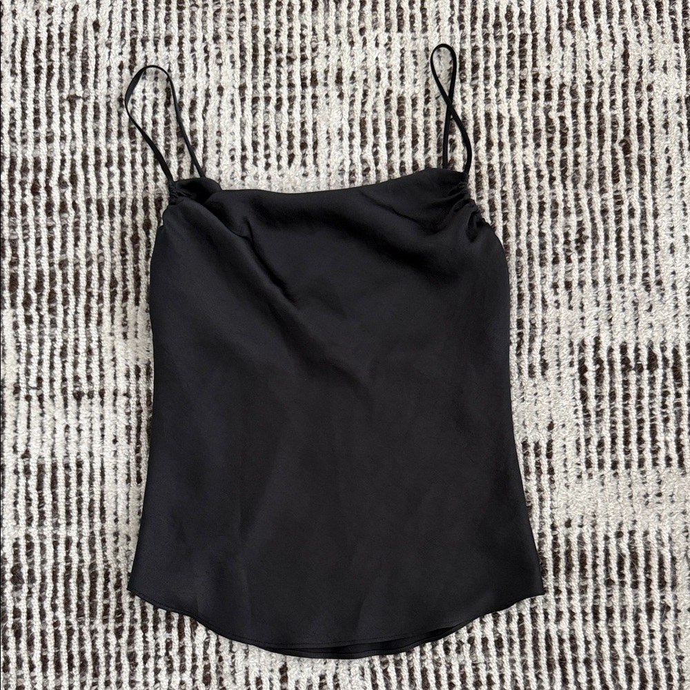 Aritzia Wilfred Black Satin Cowl Neck Camisole Top - Women's XXS